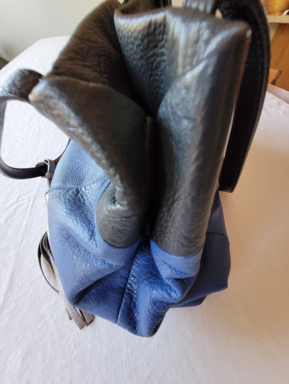 Brighton Black & Blue Leather Shoulder Bag with Tassel - Picture 13 of 13